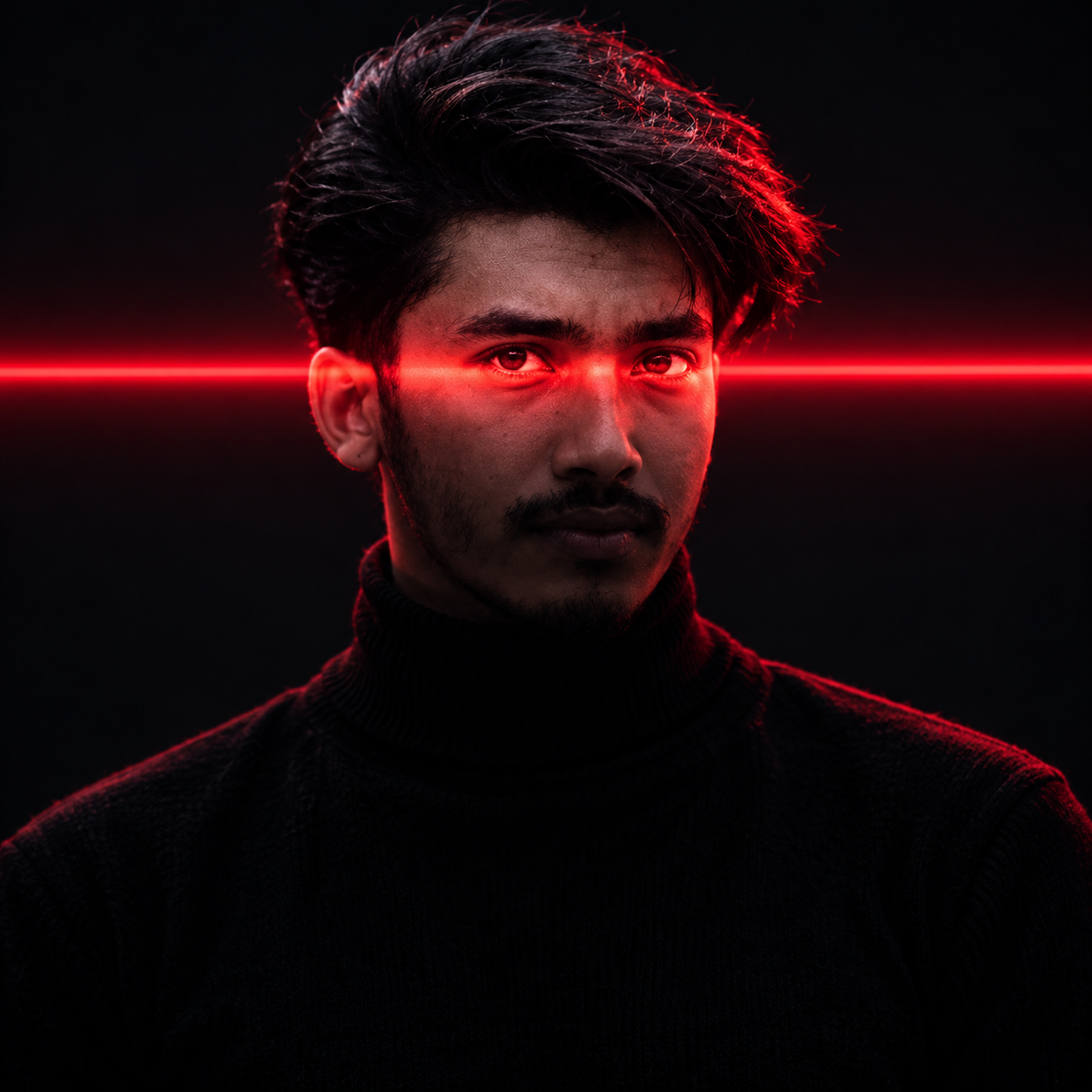 Crimson Neon Cyberpunk Portrait